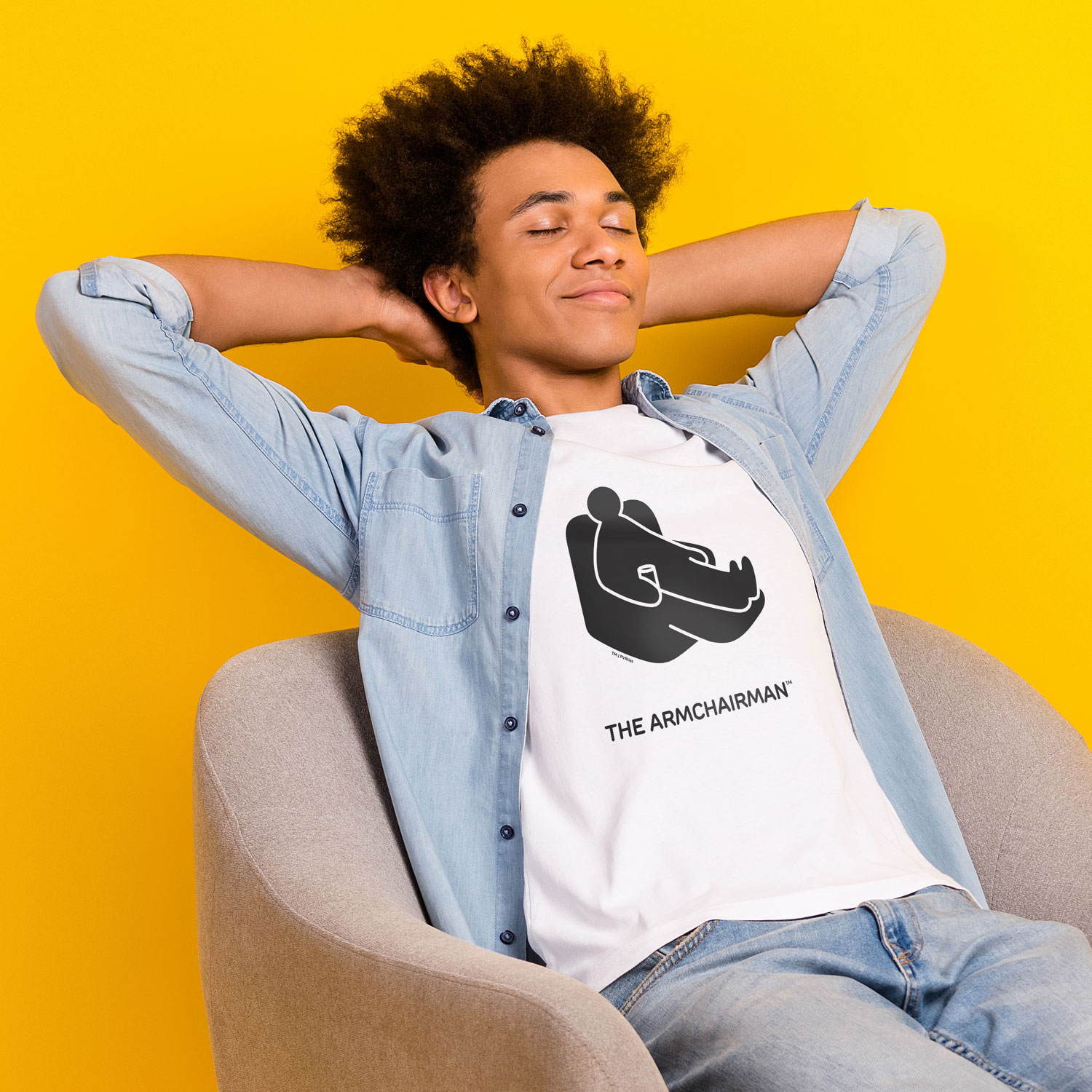 Lazy t-shirt the Armchairman design from Worlds Greatest Dud.